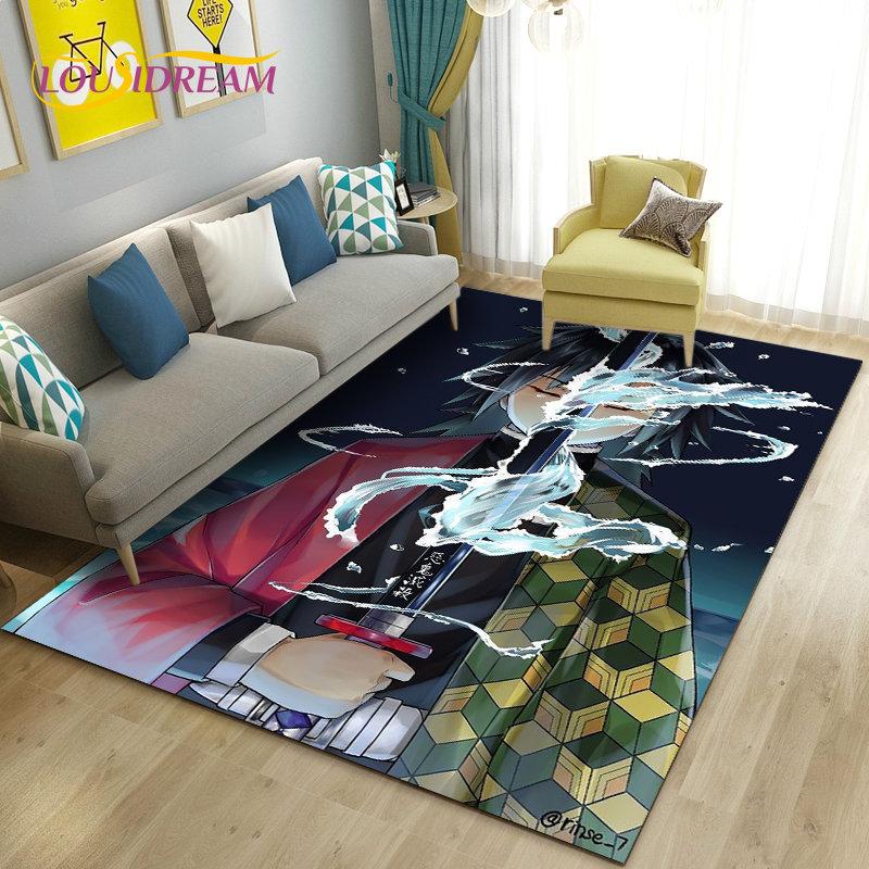 3D Demon Slayer Cartoon Area Rug Large,Carpet Rug for Living Room Bedroom Sofa Doormat Decoration,Kids Play Non-slip Floor Mat