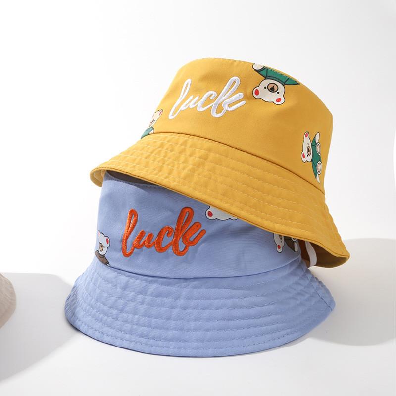 Cotton Kids Sun Hat With Embroidered Letters For Boys Girls Summer Protection