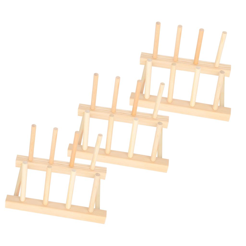 3Set Christmas Kitchen Utensils Bowl Dish Draining Rack Wooden Shelf Home Decoration