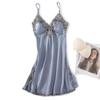 Women's Silk V-Neck Lace Trim Pajama Camisole Nightgown