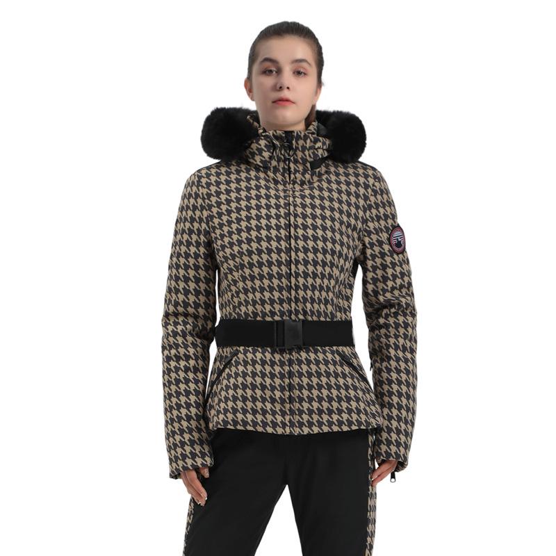 Women's Extreme Cold Double Board Ski Suit: Windproof, Down-Insulated, Warm Ski Jacket