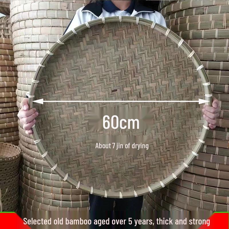 Cesta de Bambú Verde de Primera Capa para Cernir: Redondo, Duradero y Espeso para el Secado de Verduras Doméstico y Comercial.