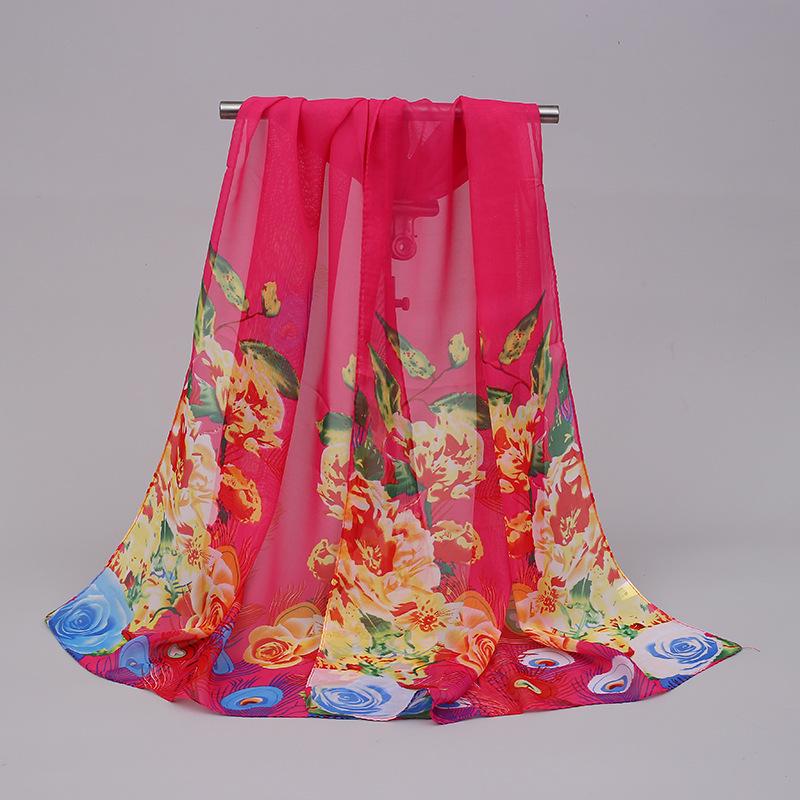 Sciarpa di Seta Chiffon Primavera & Estate: Scialle da donna leggero, stampato e versatile con protezione solare