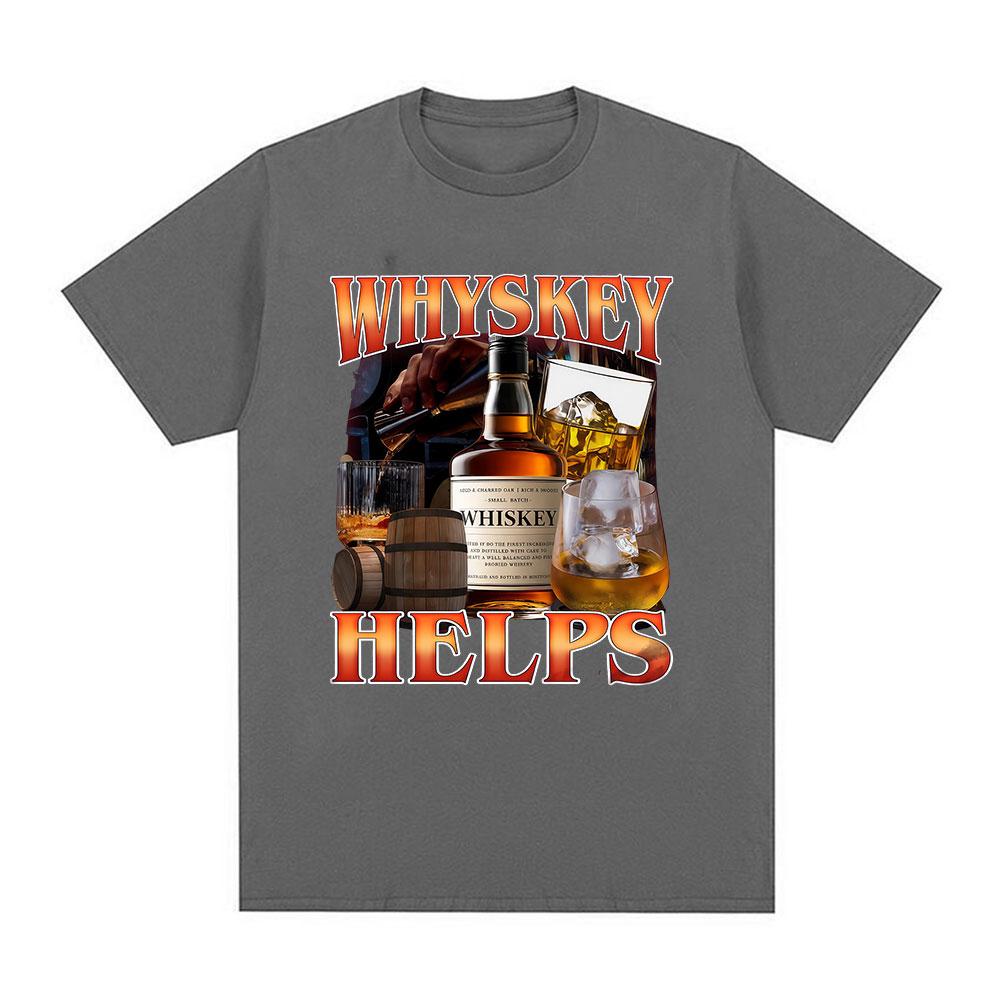 

Whiskey Helps Funny Meme Tshirt Women Clothing Fashion ONeck Short Sleeve Tshirts Unisex Vintage High Quality Cotton T Shirt 4XL