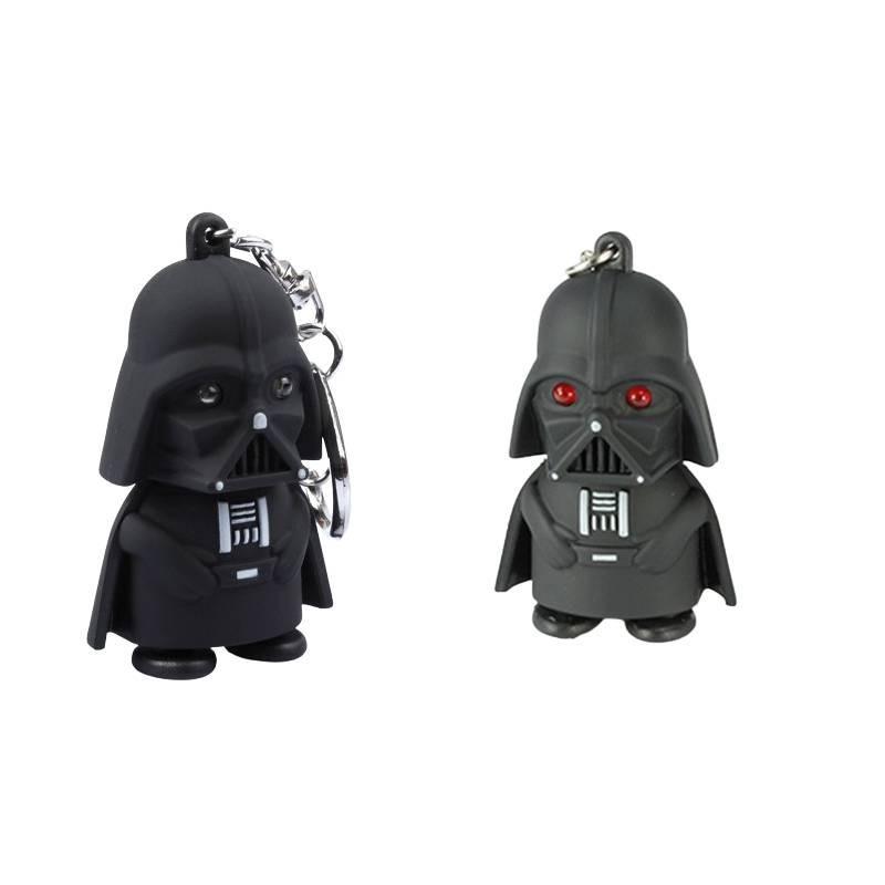 Porte-clés mignon de dessin animé Guerrier Noir Lumière LED Son Enfant Lampe de poche Pendentif de sac Accessoire