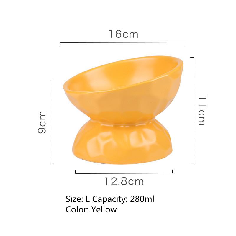 Fashion Ceramic Cat Bowl Protect Spine Oblique Mouth High-footed Dog Feeder Cat Food Bowl Water Bowls Pet Supplies Accessories