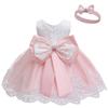 Bestseller Baby 100-Tage-Geburtstagskleid mit Schleife, Haarband, Puffrock und Spitzenkleid