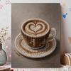 Creative Pearl Art on Stretched Frame Coffee Cup Heart Pattern DIY Sparkling Bead Canvas Relaxing Handmade Craft Gift for Kids