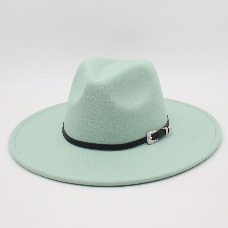 Flat Edge Jazz Hat, Men'S And Women'S Felt Hat, European And American Hat 9.5 Large Brim, High-End Hat, Elegant Foreign Trade Cross-Border Top Hat