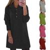 Women's Long Sleeve Shirt Dress Turn Down Collar Loose Waist Casual Solid Knit Sweater Dress