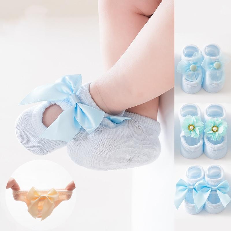 3 Pair Baby Girl Ankle Socks Lace Bow Infant Anti Slip Socks Newborn Princess Pearl Low Cut Socks Children Home Floor Shoes