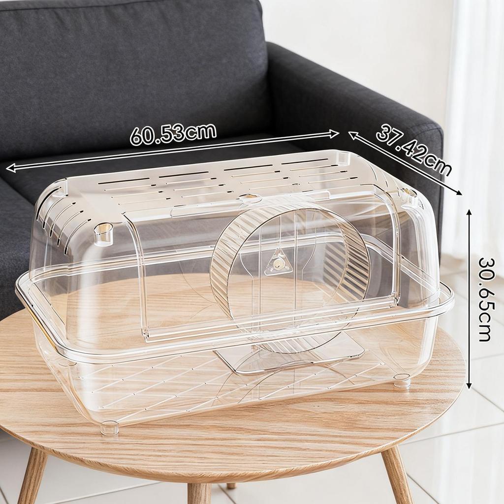 Portable Hamster Cage Big Size PP PET Material Animal Carrier with Ventilation for Rabbit and Rodent Indoor Use