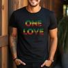 Vintage Reggae Muziek T-shirt: One Love Rasta Vlag T-shirt