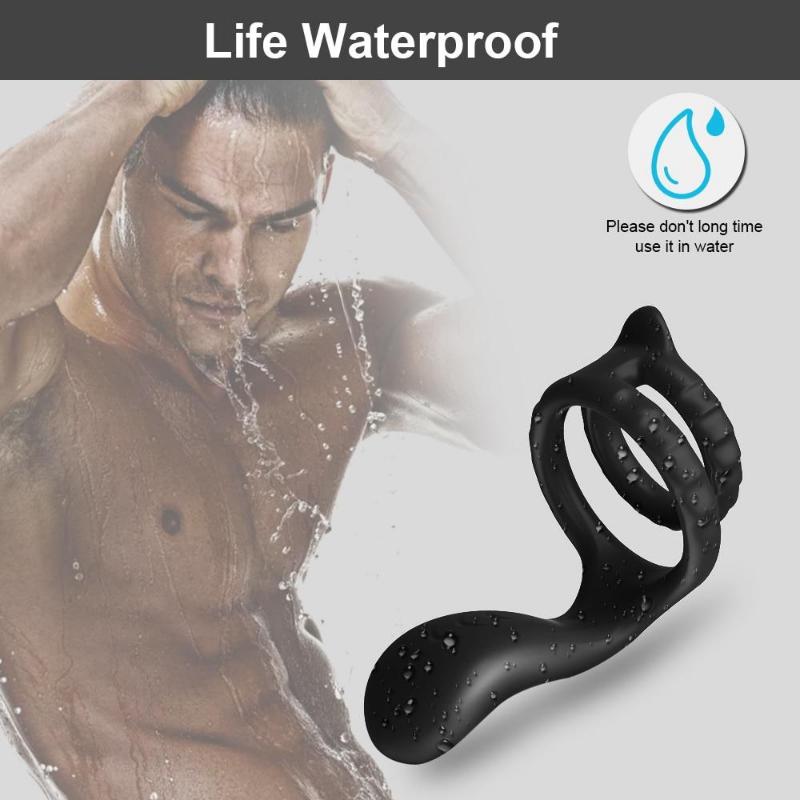Neue Männliche Penis Ring Vibrator Slilicone Dual Cock Ring Perineum Stimulator Verzögerung Ejakulation Sex Spielzeug für Männer Paare Erwachsene Waren 18