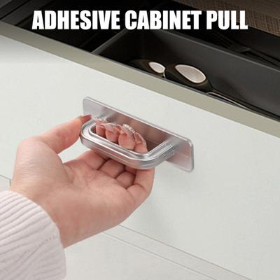 Cabinet Handle Easy Installation No Drill Adhesive Backing Smooth Ergonomic Grip Sliding Doors Wardrobes Drawers Handle
