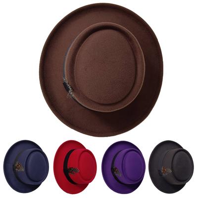 Pork Pie Hat Men's Wide Brimmed Fedora Black Hat Hamburg Hat Jazz Ribbon Y2K Panama Black Gang Hat Gentleman Sombrero Hombre