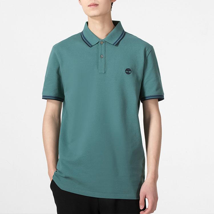 Timberland Casual Striped Breathable Short Sleeve Polo Shirt Men polo shirts Blue Green A62SH-CL6