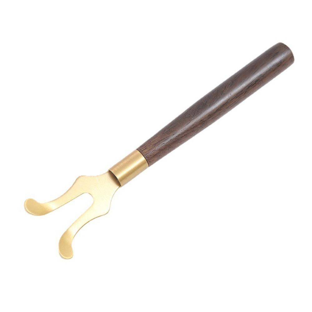 Wood Copper Tea Kettle Cover Fork 17cm Kung Fu Tea Tools New Teapot Lid Clip for Cast Iron Teapot