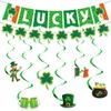 St. Patrick'S Day Decorative Ornament Party Decorative San Par Banner Flag Four Leaf Clover Swirl