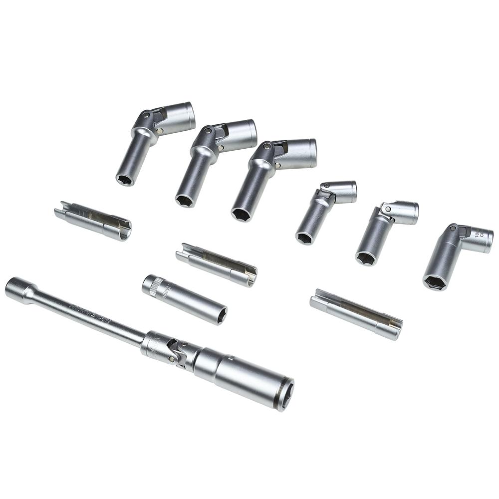 18PC 3/8" 1/4" Drive Glow Plug Removal Socket Set Thin Slotted Tool Kit 8mm,9mm and 10mm deep sockets Replacement tool kit