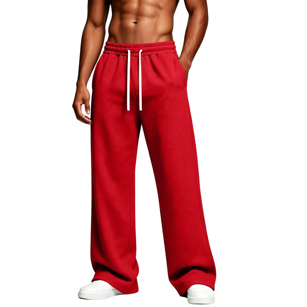 Men's Casual Color Loose Fit Sweatpants with Elastic Waist Straight Leg