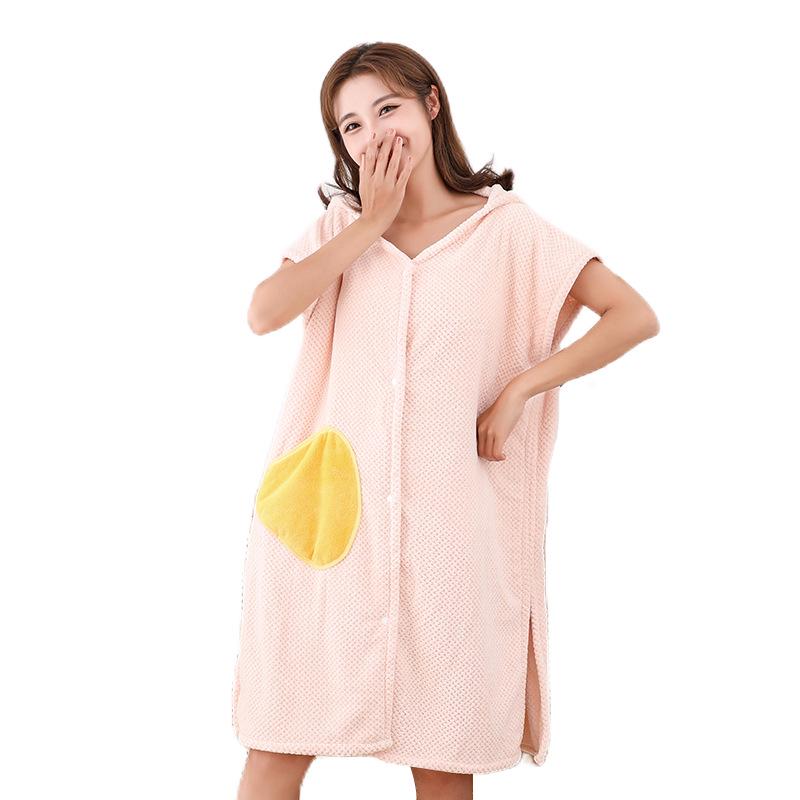 Hooded Wearable Bath Towel Skirt for Adults - Soft & Absorbent Bathrobe for Daily Use
