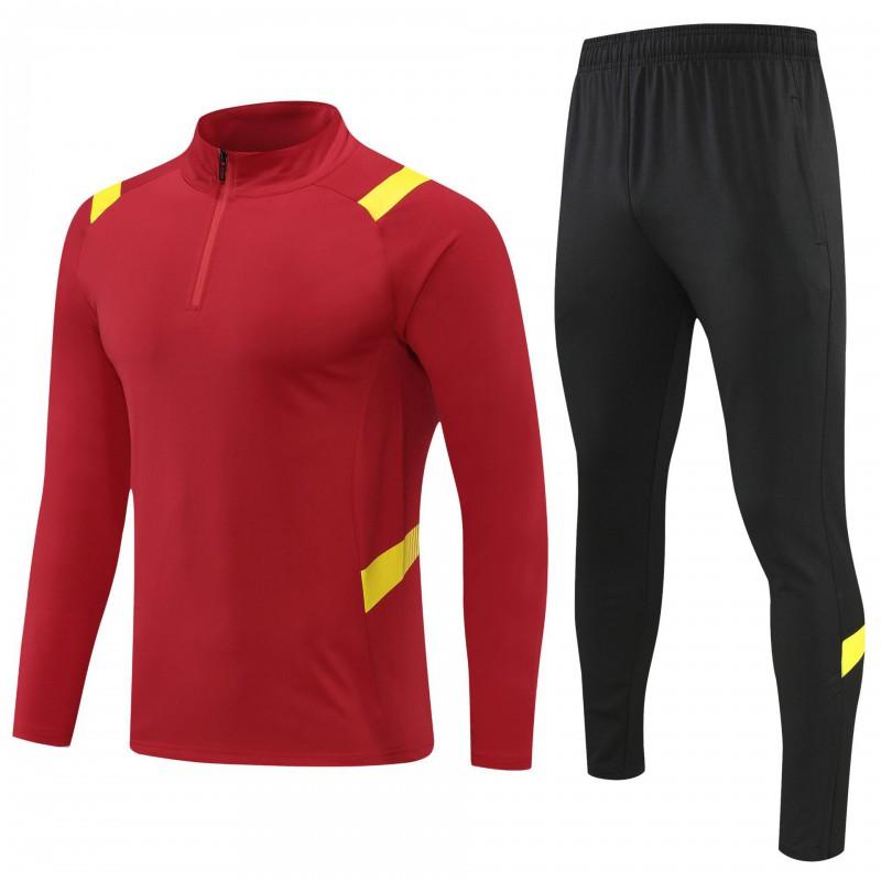 Mens Half-Zip Long Sleeve Soccer Training Jacket Set Winter Sportswear Basketball Football Practice
