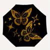 1pc Butterfly Gold Sparkle Automatic Opening/closing Umbrella with Auto Open/Close, Windproof, Foldable Sunshade Yy250811172