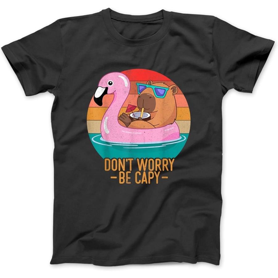 Retro Dont Worry Be Capy Kids Youth Women Men Boys Capybara T-Shirt, Sweatshirt, Hoodie for Men Women Kids Made in Canada Black XXXXXL разноцветный