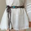 Ethnic-Style Niche-Design Braided Women’s Belt Fashionable Versatile and Vacation-Inspired Acrylic Turquoise Women’s Belt