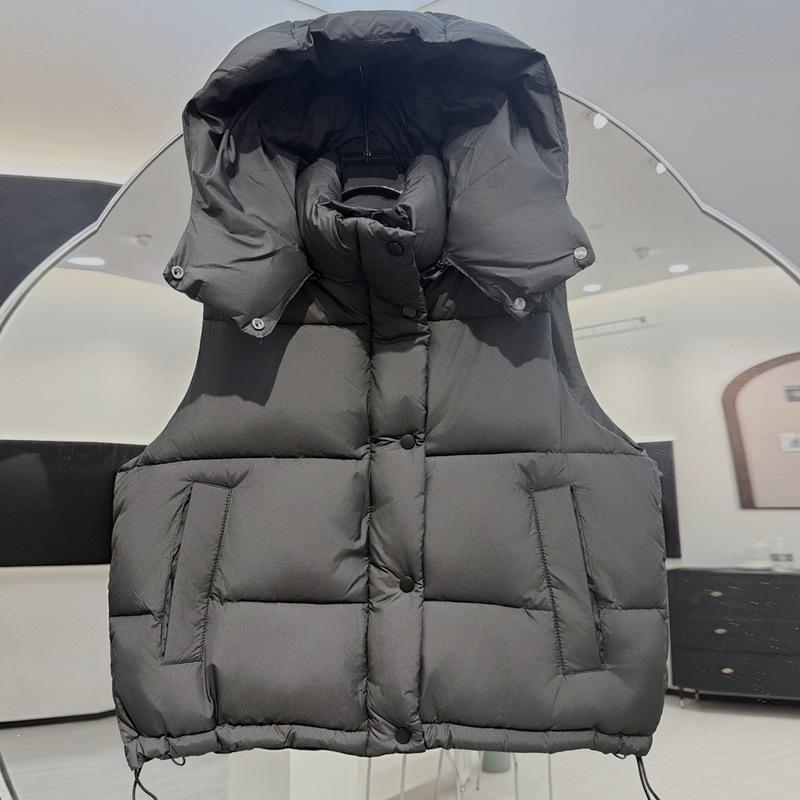 Hooded down cotton vest women's autumn and winter new thickened warm short vest jacket loose casual cotton clothes