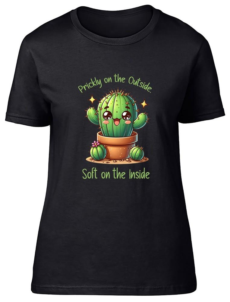 Prickly on the Outside Soft on the Inside Cactus Womens T-Shirt Ladies Gift Tee XL
