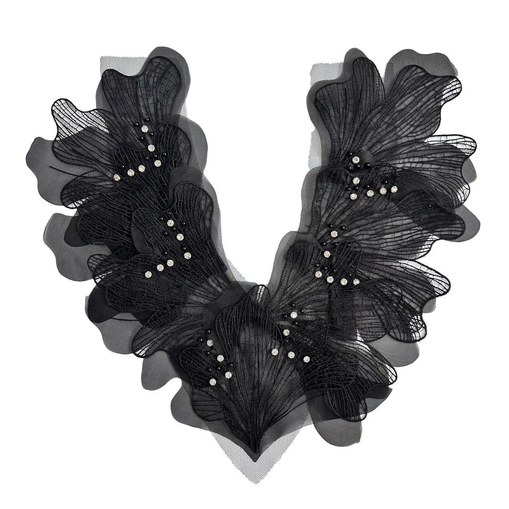 Exquisite Organza Nail Drill Hollow Lace Mesh Front Collar Cloth Sticker Clothing Dress Wedding Decoration Cloth Sticker Accessories