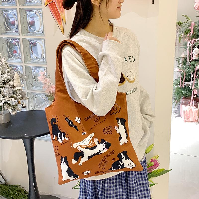 Cute graffiti illustration bag female 2025 simple new large-capacity commuter bag student class versatile tote bag