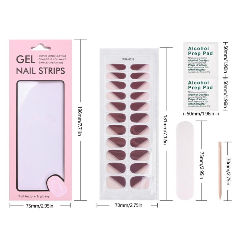 1Set Gel Nail Stickers 22pcs Color Variety Nail Art Set Full Nails Wraps for Women Easy to Apply