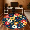 1pc Paw Print Heart Round Chair Mat Area Rug - Non-Slip, Floor Mat for Office, Bedroom, and Indoor Decor -1002217