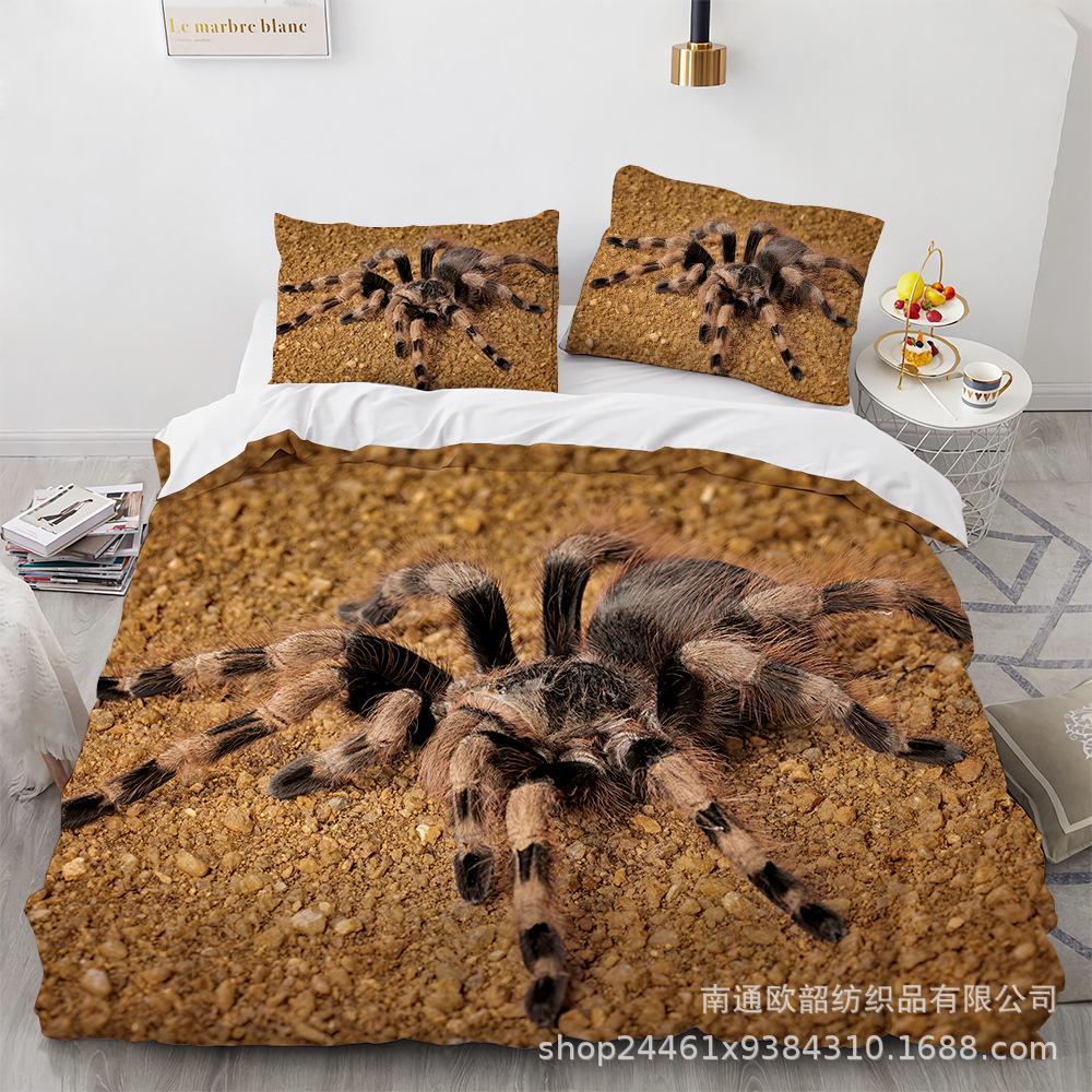 Spider Quilt Set Three-Piece Polyester 90G Abraded 3D Digital Four-Piece Bedding Set