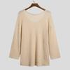 Herren Herbstkleidung Gestricktes T-Shirt Einfarbige V-Ausschnitt Langarm Freizeit Streetwear Ausgeschnitten Locker T-Shirts XS-3XL