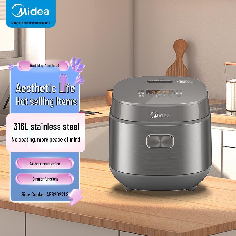 Midea 2L Mini 316L Stainless Steel Rice Cooker CN plug (adapter included)