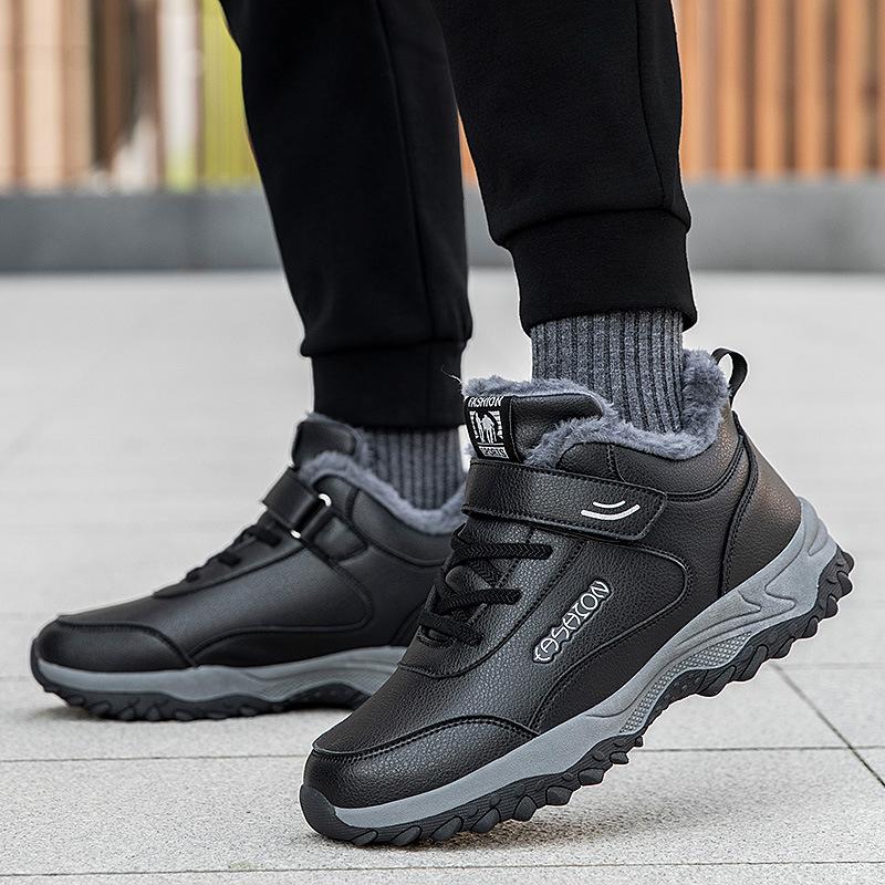 Lijian'an cotton shoes mother walking shoes high-top elderly shoes men and women middle-aged and elderly leather surface waterproof and non-slip snow