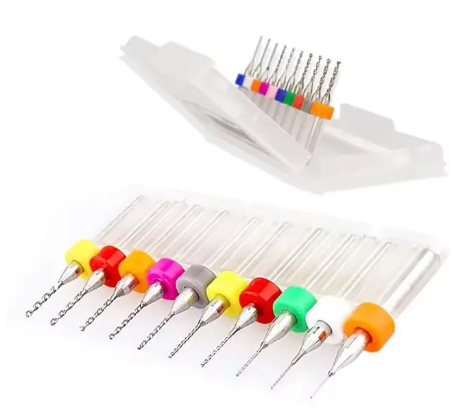 Set Of 10 Mini Pcb Modeling Drills 0.1-1.0 - For Electronics And Diy