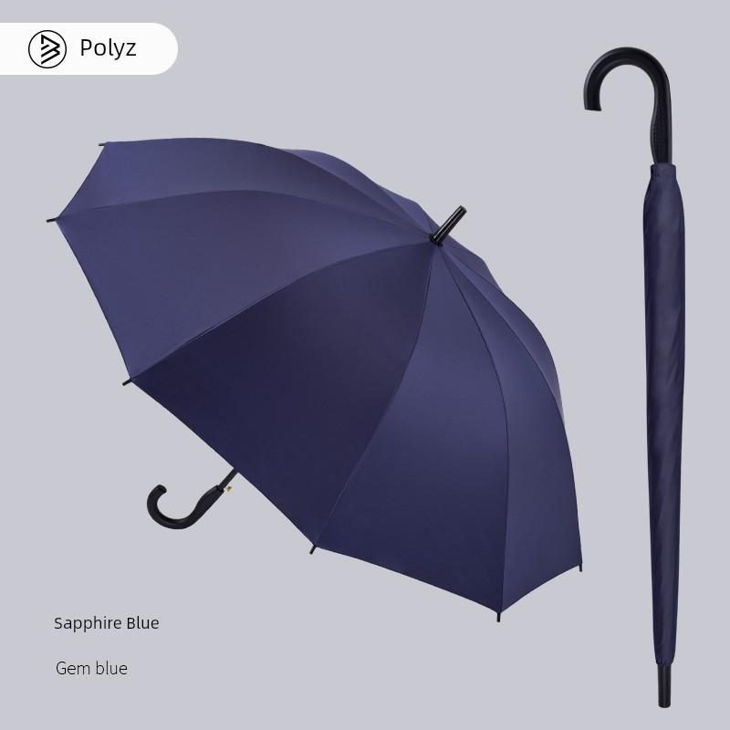 Baolizi Automatic Long-Handled Umbrella with Curved Hook Handle for Men, Business Windproof, Stormproof, Enlarged, Thickened, Reinforced and Sturdy