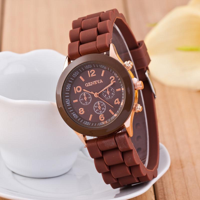 Geneva Three-Eye Silicone Watch: Fashionable Style for Ladies
