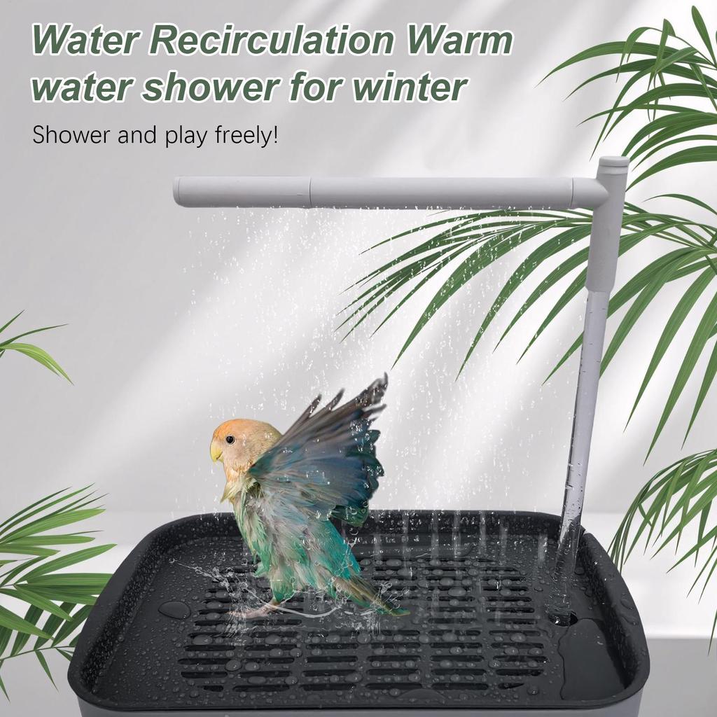 Bird Bath Automatic Parrot Bathtub Quiet Tub with Circulating Faucet USB Electric Bird Shower Fountain for Lovebird Parakeet