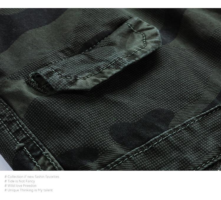 Men's Retro Camouflage Elastic Cuff Multi-Pocket Overalls
