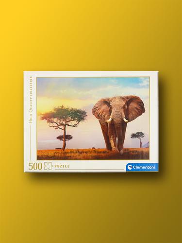 Elephant in Sunset Meadow 500-piece Clementoni Jigsaw Puzzle