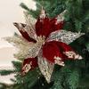 29cm Artificial Christmas Flower Flocking Simulation Christmas Tree Wreath Velvet Realistic Xmas Tree Ornaments