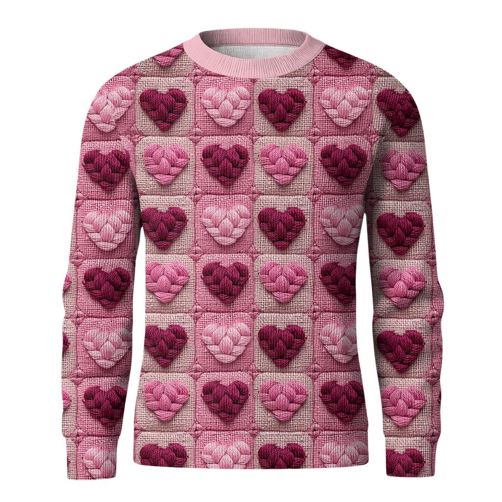 Men's Round Neck Long Sleeve Ribbed Knit Pullover