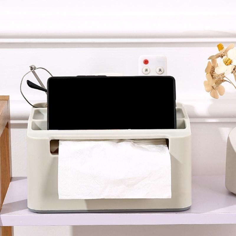 Household Napkin Tissue Box Multifunctional Storage Remote Control Holder Sundries Boxes for Room, Bathroom