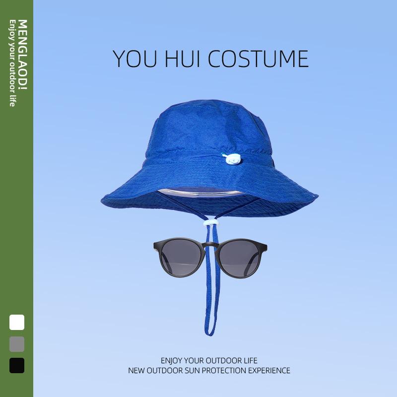Barn enfärgad bucket hat sommar stor brätte UV-skydd solhatt söt baby mode mångsidig strandhatt